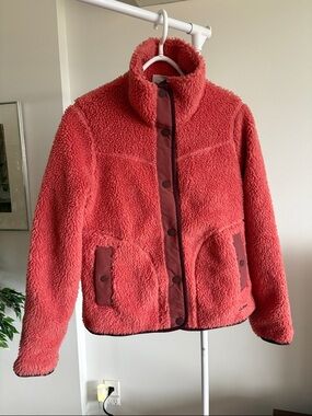 L.L. Bean Coral Teddy Fleece Snap-Front Jacket
